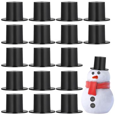 Abaodam 50pcs Mini Black Top Hats, Plastic Miniature Top Hats for DIY Crafts Decoration, Doll and Snowman Decorating, Christmas Party Supplies