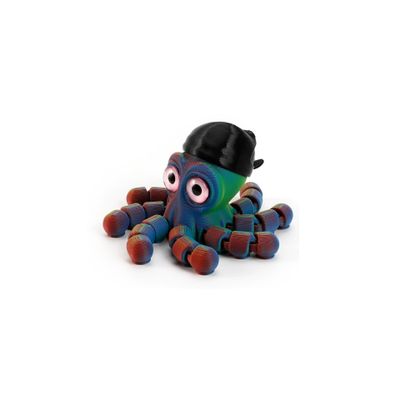 3D Printed Pirate Octopus, 3D Printed Animal, Flexible Joint 3D Octopus, Home Office Classroom Decoration, Octopus Fidget Toy, Fun and Educational Animal Desk Toys for Kids (Pirate Sailor-Colorful)
