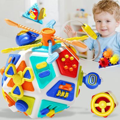 22-in-1 Baby Busy Board Activity Cube Toys, Montessori Sensory Toy for for Toddler 1-3, Early Educational Travel Toy for 1 Year Old Kid , Fine Motor Skills Gifts for Infant 6-12/12-18 M+ Boys & Girls