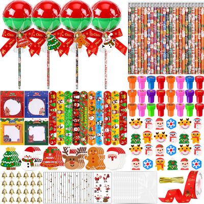 CZWZ 216Pcs Giant Lollipop Christmas Classroom Gifts for Kids, 24 Set Giant Lollipop with Pencils, Stickers, Erasers for Classroom School Exchange Christmas Party Favors Supplies