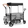 SAFETY CAREYA Wagon Stroller for 2 Kids, 3 in 1 Push and Pull Foldable Wagon with Footwell, All-Terrian Wheels, Includes Adjustable Canopy, Ample Organizer, 5 Point Harness view 1