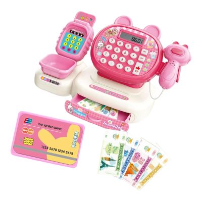 Vdaxvme Kids Supermarket Checkout Set with Realistic Scanner Early Mathematics Learning Tool and Compact Storage from 3 to 6 Imagine Supermarket Checkout to Play