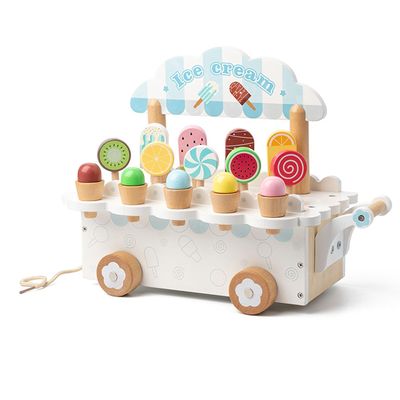 Alomejor Ice Cream Cart for Kids, Food Store with Storage Trolley, Educational Shop Toy for Boys Girls