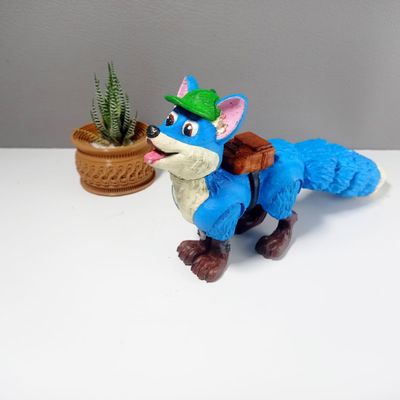 3D Printed Flexible Travel Fox Toy  Articulated Animal, Fidget Desk Toy & Collectible  Colors Sunset Rainbow, Medium: 150mm (Neck to Tail Edge)