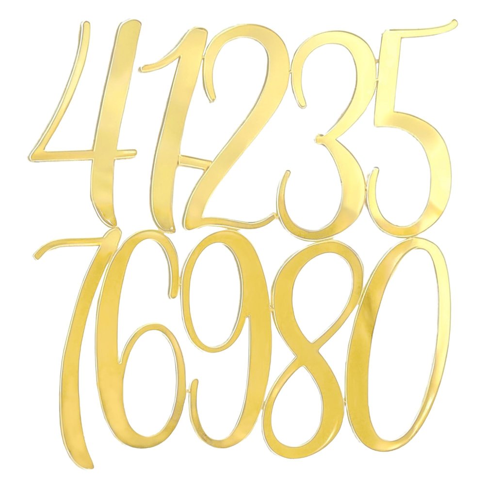10PCS Gold Number Acrylic Cake Decoraton, 0-9 Cake Topper Set, Birthdays & Anniversaries Party Dessert Table Cupcake Decoraton