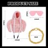 3 Pcs Desk Goose Outfits Set, Pink Hoodie Glasses Chain for 7 Inch Desktop Goose, Mini Desk Geese Clothes Costume Clothing Accessories for 7 Inches Tabletop Magnetic Geese Statue Table Decor view 2