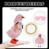 3 Pcs Desk Goose Outfits Set, Pink Hoodie Glasses Chain for 7 Inch Desktop Goose, Mini Desk Geese Clothes Costume Clothing Accessories for 7 Inches Tabletop Magnetic Geese Statue Table Decor view 3