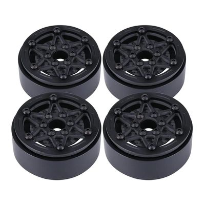 4Pcs 1.9 Inch Carbon Fibre Beadlock Wheels Rim with Brake Rotors for 1/10 RC Crawler SCX10 TRX4 Capra Cheater Rigs 1.9S LCG DIY(Black A)