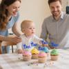 12PCS One Cupcake Toppers Set, Blue Glitter "One" Cake Toppers with Crown, Dessert Decorations for Boy's 1st Birthday Party view 3