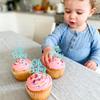 12PCS Blue Glitter "Oh Baby" Cupcake Toppers Set, Shiny Baby Boy Cake Decoration, No assembly Cupcake Decors for Gender Reveal Party view 2