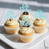 12PCS Blue Glitter "Oh Baby" Cupcake Toppers Set, Shiny Baby Boy Cake Decoration, No assembly Cupcake Decors for Gender Reveal Party view 3