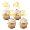 12PCS Gold Glitter "Oh Baby" Cupcake Toppers, Elegant Cake Decoration for Baby Showers, Party Decor for Gender Reveal& Celebrations view 1