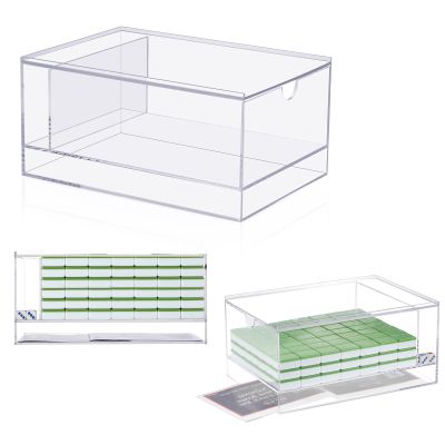 Afarnook Empty Acrylic Mahjong Case Mahjong Storage Box for American Tiles and Mahjongs Cards Transparent Display Box for Mahjongs Tiles Accessories Supplies (Large,3 Compartment)
