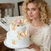 10PCS Pink & Gold Butterfly Cake Decorations, Lively 3D Butterflies Cupcake Decor for Birthday Anniversary Wedding Party Wall Decorations, Delicate Cake Decoration for Girl Women Parties view 3