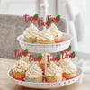 12PCS Strawberry Two Cupcake Toppers, Glitter Cake Decoration for 2nd Birthday, Lovely Cake Decor for Birthday Party Desserts view 2