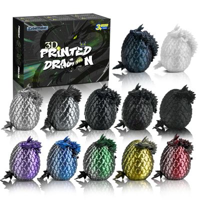 Cybermaker 12PCS Black 3D Printed Dragon Toys Eggs with Dragon Inside, Dark Fantasy Collectible Toys, Cool Stuff Fun Gifts, Fidget Toy for Kids Adults Teens Boy Gifts Christmas Stocking Stuffers