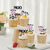 12PCS Cute Cow & "MOO" Cupcake Toppers, Glitter Paper Cow Cupcake Decors in various styles, Adorable Cake Decorations for Farm-Themed Parties view 2