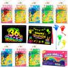 JMMICO 36*3 Packs Scratch Art Notebook+Sticky Hands+Stickers,Valentines Party Favors for Kids 4-8-12,Return Gifts for Birthday Party Bulk Toys,Goodie Bags Stuffers, Classroom Prizes Students Gifts view 1