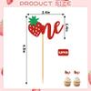 12PCS Strawberry One Cupcake Toppers, Glitter Cake Decoration for 1st Birthday Party, Lovely Cake Decor for Birthday & Anniversary Party Desserts view 4