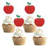 12PCS Glitter Red Apple Cupcake Toppers, Cute Cake Decorations for Fruit-Themed Parties, Cake Decors for Harvest Celebrations view 1
