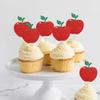 12PCS Glitter Red Apple Cupcake Toppers, Cute Cake Decorations for Fruit-Themed Parties, Cake Decors for Harvest Celebrations view 3