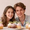 12PCS Gold Glitter "Happy Anniversary" Cupcake Toppers, Elegant Cupake Decorations with Heart-shape, Wedding, Company Anniversary Party, Birthday Party Decors view 2