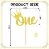 12PCS Gold "One" Birthday Cupcake Toppers, Glitter Crown Pattern Cupcake Decoration, Cake Decor for First Birthday Parties view 4