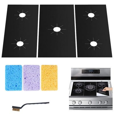 Tressify Reusable Gas Stove Burner Covers With Sponges, 3 Pcs Stove Cover Kit, 0.5Mm Non-Stick Washable Gas Stove Covers, Heat-Resistant Stove Protectors