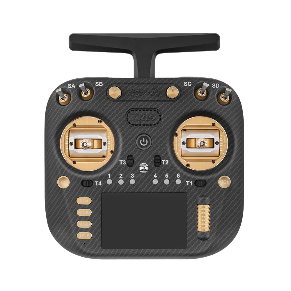 Radiomaster TX15 Max 3.5inch IPS Touchscreen Radio Controller ExpressLRS with AG02 CNC Hall Gimbal Built-in Gyro Microphone (Gold FCC Mode 2)