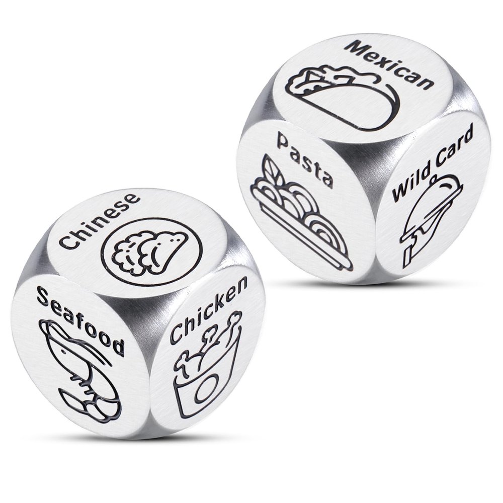 Fathers Day Dad Gift for Boyfriend Husband from Wife 2 PCS Date Night Food Decision Dice Anniversary Wedding Birthday Gag Gifts for Husband Wife Boyfriend Girlfriend Bridal Shower Couples Gifts