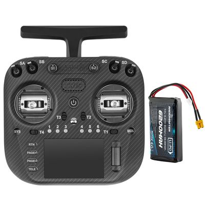 Radiomaster TX15 Max 3.5inch IPS Touchscreen Radio Controller ExpressLRS with AG02 CNC Hall Gimbal Built-in Gyro Microphone (Black FCC Mode2 with 6200Mah)
