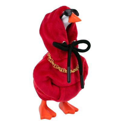 3 Pcs Desk Goose Outfits Set, Red Hoodie Glasses Chain for 7 Inch Desktop Goose, Mini Desk Geese Clothes Costume Clothing Accessories for 7 Inches Tabletop Magnetic Geese Statue Table Decor