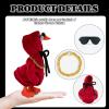 3 Pcs Desk Goose Outfits Set, Red Hoodie Glasses Chain for 7 Inch Desktop Goose, Mini Desk Geese Clothes Costume Clothing Accessories for 7 Inches Tabletop Magnetic Geese Statue Table Decor view 3