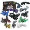 Cybermaker 12PCS 3D Printed Dragon Set  Black Series Articulated Crystal Dragons, Cool Fidget Toys & Desk Decor, Unique 3D Printed Animals, Vibrant Gift for Teens, Adults, Party Favors view 1
