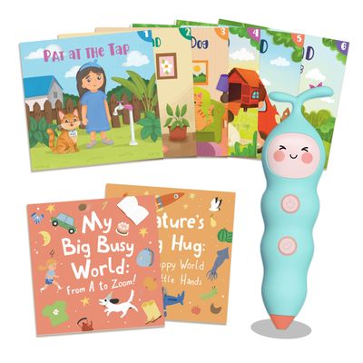 QuTZ Talking Pen Book Set, Learn to Read Sound Books, Learning Toys with 8 Tap to Read Books, 600+ Words & Fun Facts, 6 Phonics Story Books, 700+ Games, Educational Toy for Kids 3+ (Cardboard Version)