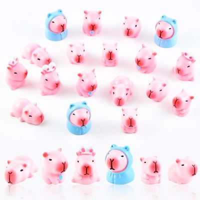 18 Pieces Mini Capybara Animals Tiny Resin Animals for Dollhouse Fairy Garden Landscape Aquarium Capybara Party Decorations