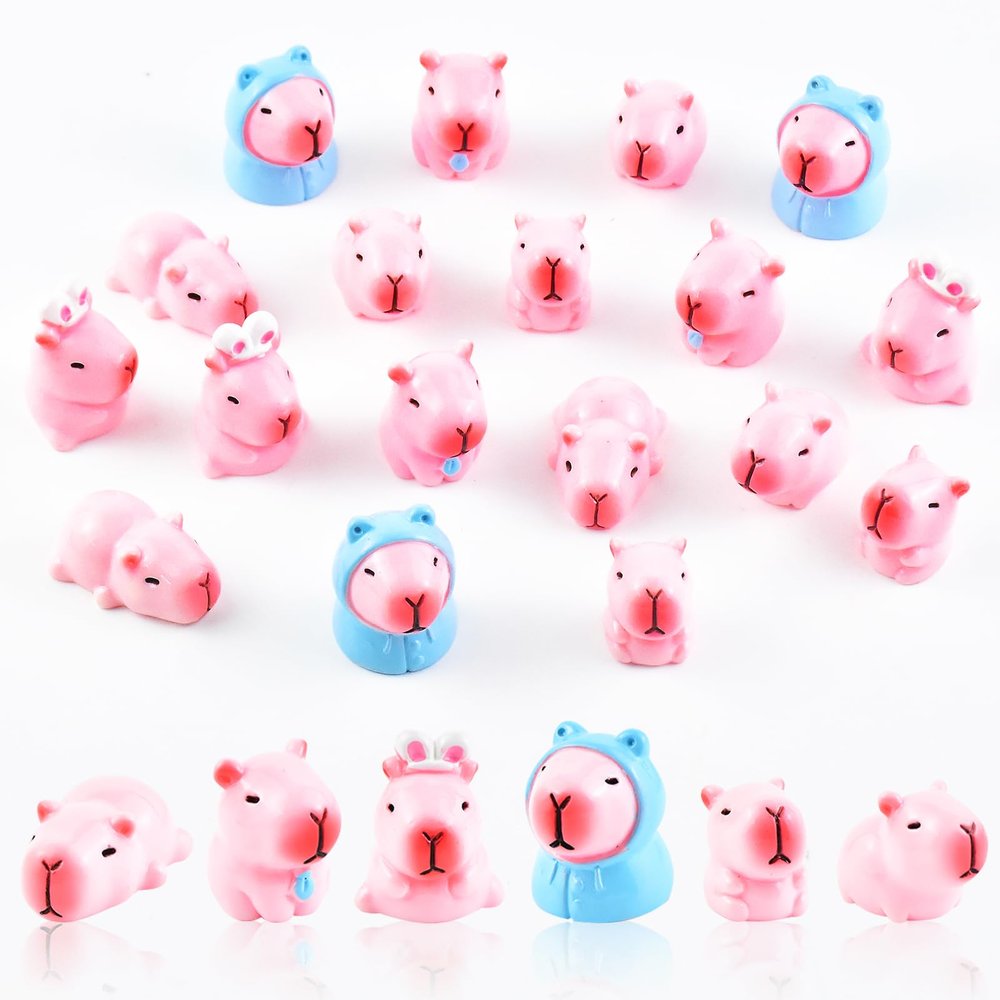 18 Pieces Mini Capybara Animals Tiny Resin Animals for Dollhouse Fairy Garden Landscape Aquarium Capybara Party Decorations