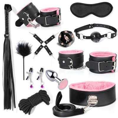 12 Pieces of Pink Smooth Leather Couple Fun Dice Accessories, Adjustable Tension Sports Protection Set, Home Yoga Equipment, Original Gift