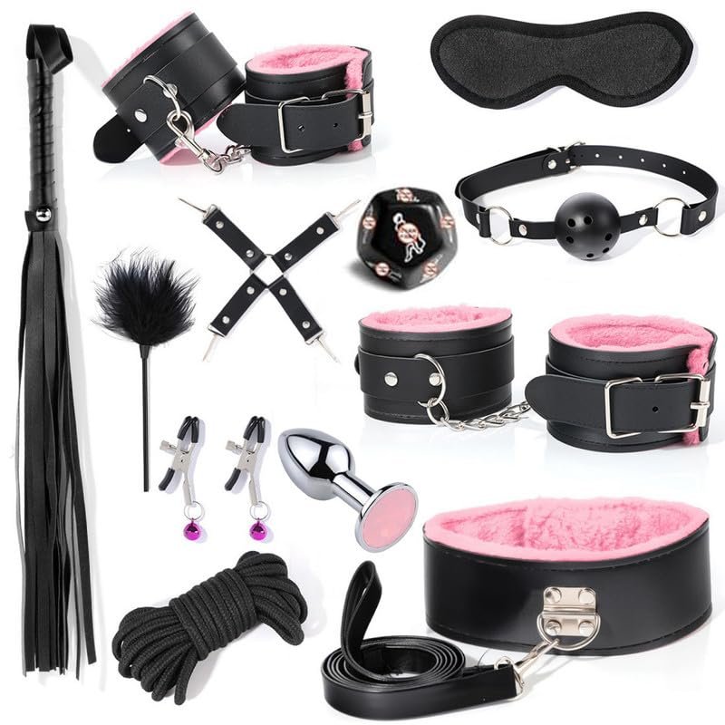 12 Pieces of Pink Smooth Leather Couple Fun Dice Accessories, Adjustable Tension Sports Protection Set, Home Yoga Equipment, Original Gift