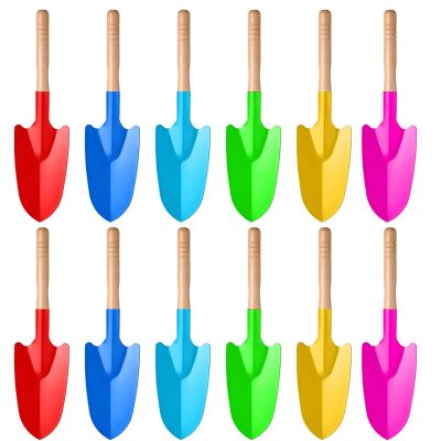 12-Pack Kids Toy Shovels, Metal Sand & Gardening Shovels, Iron Pointed Blades, Available in Assorted Colors