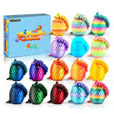 Cybermaker 16PCS 3D Printed Dragon Toys Eggs with Dragon Inside, Cool Stuff Christmas Fun Gifts, 3D Printing Toys for Kids, Fidget Toy for Adults Teens Boy Gifts Advent Calendar 2025