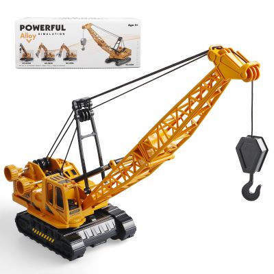 VYKOBLO Metal ABS Crane Toy, Diecast Construction Vehicles Crane Model Car with Manual Lifting Button, Truck Building Toys for Kids Boys Ages 3-7, 8-12 Christmas and Birthday Gifts