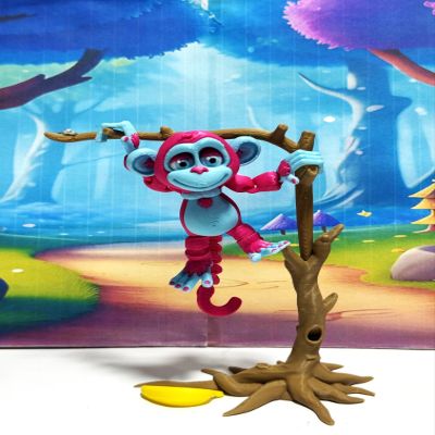 3D Printed Articulated Monkey Fidget Toy 3" Articulated Posable, Hangable Monkey, Stands on Its Own for Fun Poses and Display -AM-SM-PB