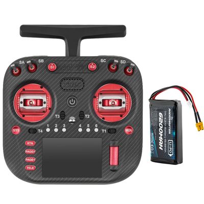 RADIOMASTER TX15 Max 3.5inch IPS Touchscreen Radio Controller ExpressLRS With AG02 CNC Hall Gimbal Built-in Gyro Microphone (Red FCC Mode 2 With 6200Mah)