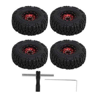 4pcs 1.0in Small RC Wheels Tires Aluminium Alloy Compatible RC Climbing Car Wheels Tire for 1/18 1/24 for SCX24 (Red)