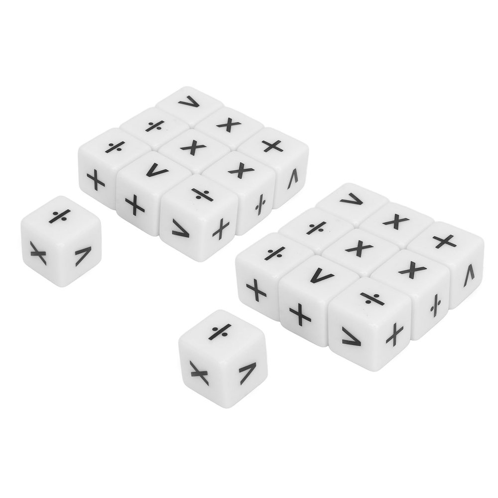 Baxnore 20PCS Math Operation DICE Set Plastic White Teaching DICE for Classroom Home Learning DICE Size 16X16X16MM
