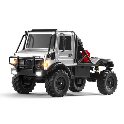 SVERTIBO 1/18 RC Semi-Truck for Adults, MN-333 Unimog Off-Road RC Rock Crawler, 4WD RC Truck RTR Transport Car Alloy Model for Hobby Toy Gifts (Silver)