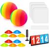 18 Pcs Sports Kickball Set Includes 2 Playground Ball with Air Pump 4 Rubber Throw Down Bases 10 Foul Line Cones and a Flip Scoreboard for Boys Girls Adults Playground School Backyard (Rainbow) view 1
