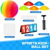18 Pcs Sports Kickball Set Includes 2 Playground Ball with Air Pump 4 Rubber Throw Down Bases 10 Foul Line Cones and a Flip Scoreboard for Boys Girls Adults Playground School Backyard (Rainbow) view 3