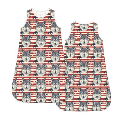 Muishi Wolves With Stripe Baby Wearable Blanket Infant Boys Girls Sleeping Bag For Newborn Unisex Baby Stuff Sleep Sack Suit M(6-12month)